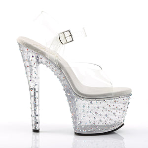 STARDANCE-708 7" Heel Clear Silver Pole Dancing Platforms