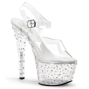 STARDANCE-708 7" Heel Clear Silver Pole Dancing Platforms