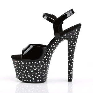 STARDANCE-709 7 Inch Heel Black Silver Pole Dancer Platforms