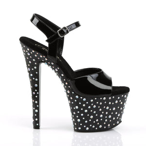 STARDANCE-709 7 Inch Heel Black Silver Pole Dancer Platforms