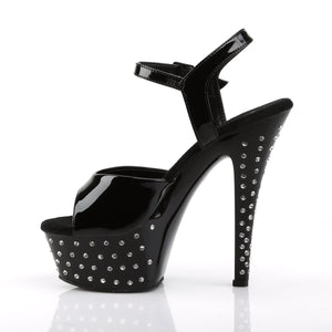 STARDUST-609 6 Inch Heel Black Patent Pole Dancing Platforms