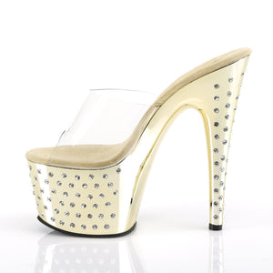 STARDUST-701 7" Clear and Gold Chrome Pole Dancer Platforms