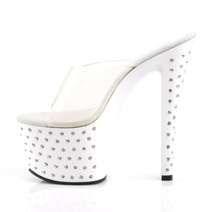 STARDUST-701 7" Heel Clear and White Pole Dancing Platforms