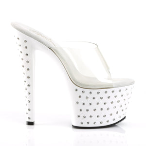 STARDUST-701 7" Heel Clear and White Pole Dancing Platforms