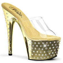 Load image into Gallery viewer, STARDUST-701 7&quot; Clear and Gold Chrome Pole Dancer Platforms