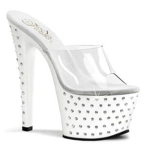 STARDUST-701 7" Heel Clear and White Pole Dancing Platforms