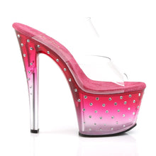 Load image into Gallery viewer, STARDUST-702T 7&quot; Heel Clear &amp; Hot Pink Pole Dancer Platforms