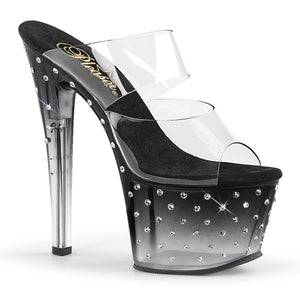 STARDUST-702T 7" Heel Clear and Black Pole Dancing Platforms