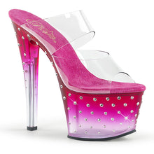 Load image into Gallery viewer, STARDUST-702T 7&quot; Heel Clear &amp; Hot Pink Pole Dancer Platforms