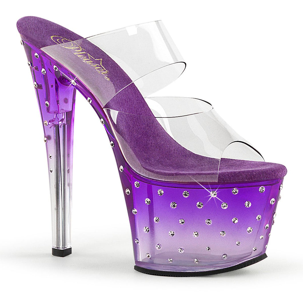 STARDUST-702T 7 Inch Heel Clear Purple Pole Dancer Platforms