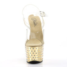 Load image into Gallery viewer, STARDUST-708 7&quot; Clear and Gold Chrome Pole Dancer Platforms