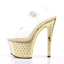 Load image into Gallery viewer, STARDUST-708 7&quot; Clear and Gold Chrome Pole Dancer Platforms