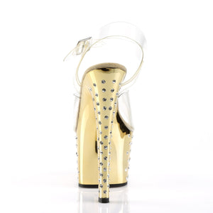 STARDUST-708 7" Clear and Gold Chrome Pole Dancer Platforms