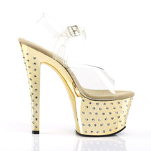 Load image into Gallery viewer, STARDUST-708 7&quot; Clear and Gold Chrome Pole Dancer Platforms