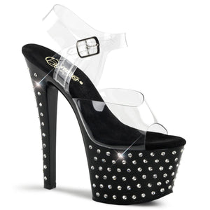 STARDUST-708 7" Heel Clear and Black Pole Dancing Platforms