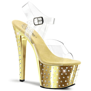 STARDUST-708 7" Clear and Gold Chrome Pole Dancer Platforms