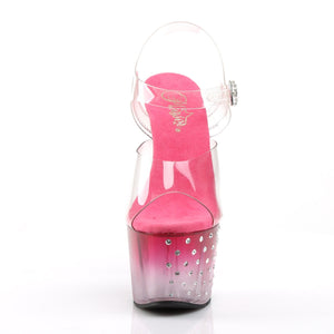 STARDUST-708T 7" Heel Clear and Pink Pole Dancing Platforms