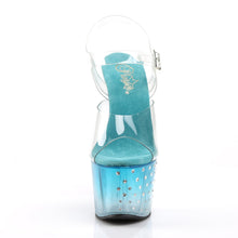 Load image into Gallery viewer, STARDUST-708T 7&quot; Heel Clear and Teal Pole Dancing Platforms