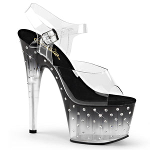 STARDUST-708T 7" Heel Clear and Black Pole Dancing Platforms