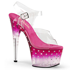 STARDUST-708T 7" Heel Clear and Pink Pole Dancing Platforms