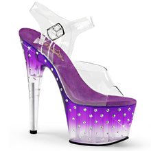 Load image into Gallery viewer, STARDUST-708T 7 Inch Heel Clear Purple Pole Dancer Platforms