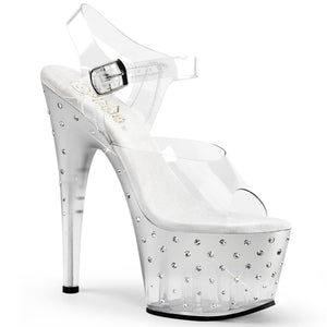 STARDUST-708T 7 Inch Heel Clear Silver Pole Dancer Platforms