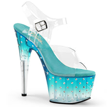 Load image into Gallery viewer, STARDUST-708T 7&quot; Heel Clear and Teal Pole Dancing Platforms