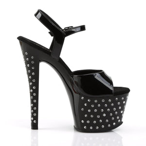 STARDUST-709 7 Inch Heel Black Patent Pole Dancing Platforms