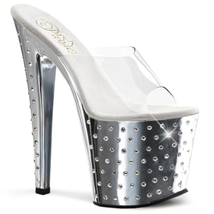 STARDUST-751 7.5" Heel Clear Silver Chrome Strippers Shoes