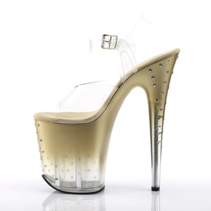 STARDUST-808T 8" Heel Clear and Gold Pole Dancing Platforms