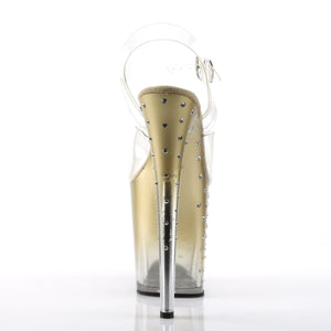 STARDUST-808T 8" Heel Clear and Gold Pole Dancing Platforms