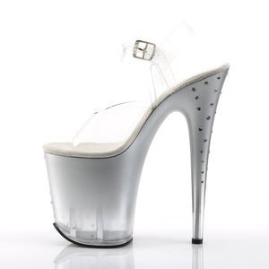 STARDUST-808T 8 Inch Heel Clear Silver Pole Dancer Platforms