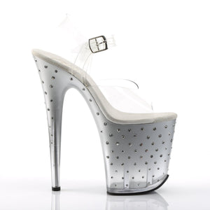 STARDUST-808T 8 Inch Heel Clear Silver Pole Dancer Platforms