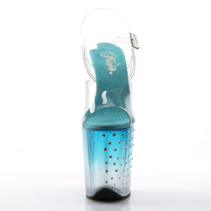 STARDUST-808T 8" Heel Clear and Teal Pole Dancing Platforms