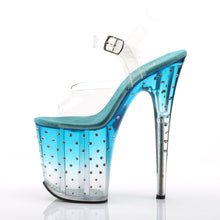 Load image into Gallery viewer, STARDUST-808T 8&quot; Heel Clear and Teal Pole Dancing Platforms