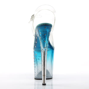 STARDUST-808T 8" Heel Clear and Teal Pole Dancing Platforms