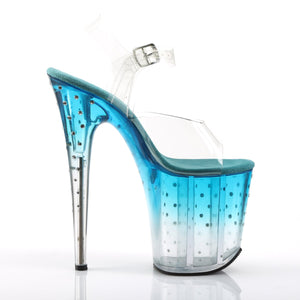 STARDUST-808T 8" Heel Clear and Teal Pole Dancing Platforms