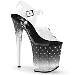 STARDUST-808T 8" Heel Clear and Black Pole Dancing Platforms