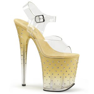 STARDUST-808T 8" Heel Clear and Gold Pole Dancing Platforms