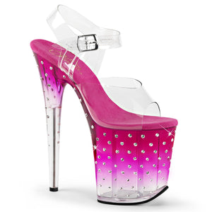 STARDUST-808T 8" Heel Clear and Pink Pole Dancing Platforms