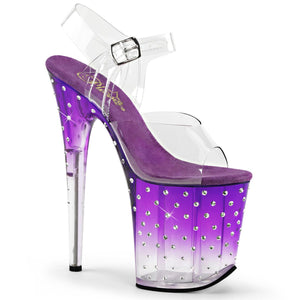 STARDUST-808T 8 Inch Heel Clear Purple Pole Dancer Platforms