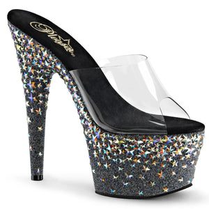 STARSPLASH-701 7" Heel Clear Black Stars Strippers Shoes