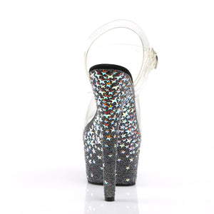 STARSPLASH-708 7 Inch Heel Clear Silver Holo Stars Sexy Shoes