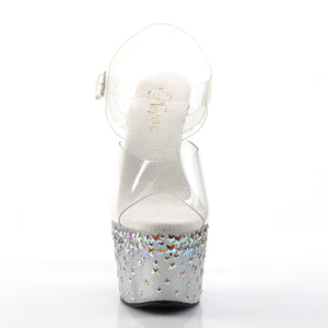 STARSPLASH-708 Clear Frost Silver Hologram Stars Sexy Shoes