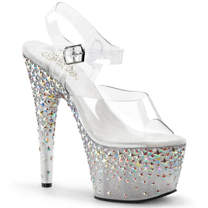 STARSPLASH-708 Clear Frost Silver Hologram Stars Sexy Shoes