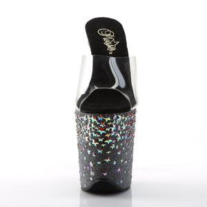 STARSPLASH-801 8" Heel Clear Black Hologram Stars Shoes