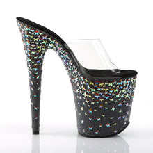 Load image into Gallery viewer, STARSPLASH-801 8&quot; Heel Clear Black Hologram Stars Shoes