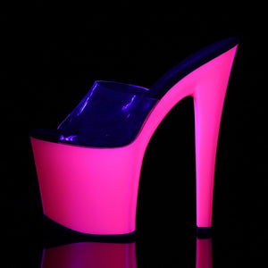 TABOO-701UV 7.5" Heel Clear Neon Pink Pole Dancing Platforms