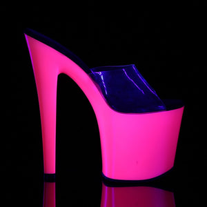 TABOO-701UV 7.5" Heel Clear Neon Pink Pole Dancing Platforms