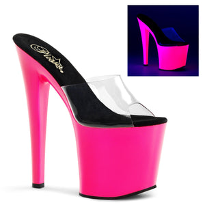 TABOO-701UV 7.5" Heel Clear Neon Pink Pole Dancing Platforms